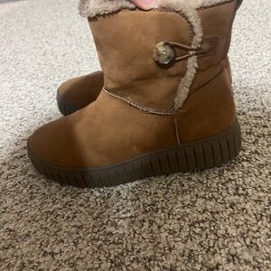 Youth Cozy Faux-Suede Winter Boots in Brown
